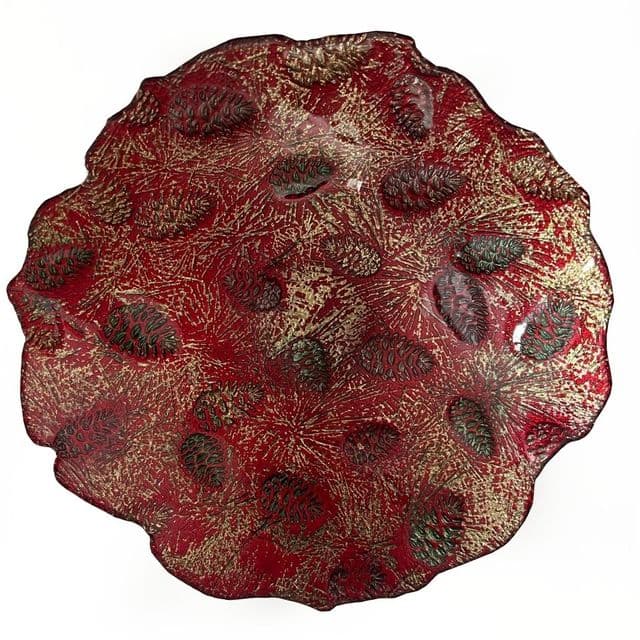 Блюдо глубокое "Таежная сказка" 30 CM, красное